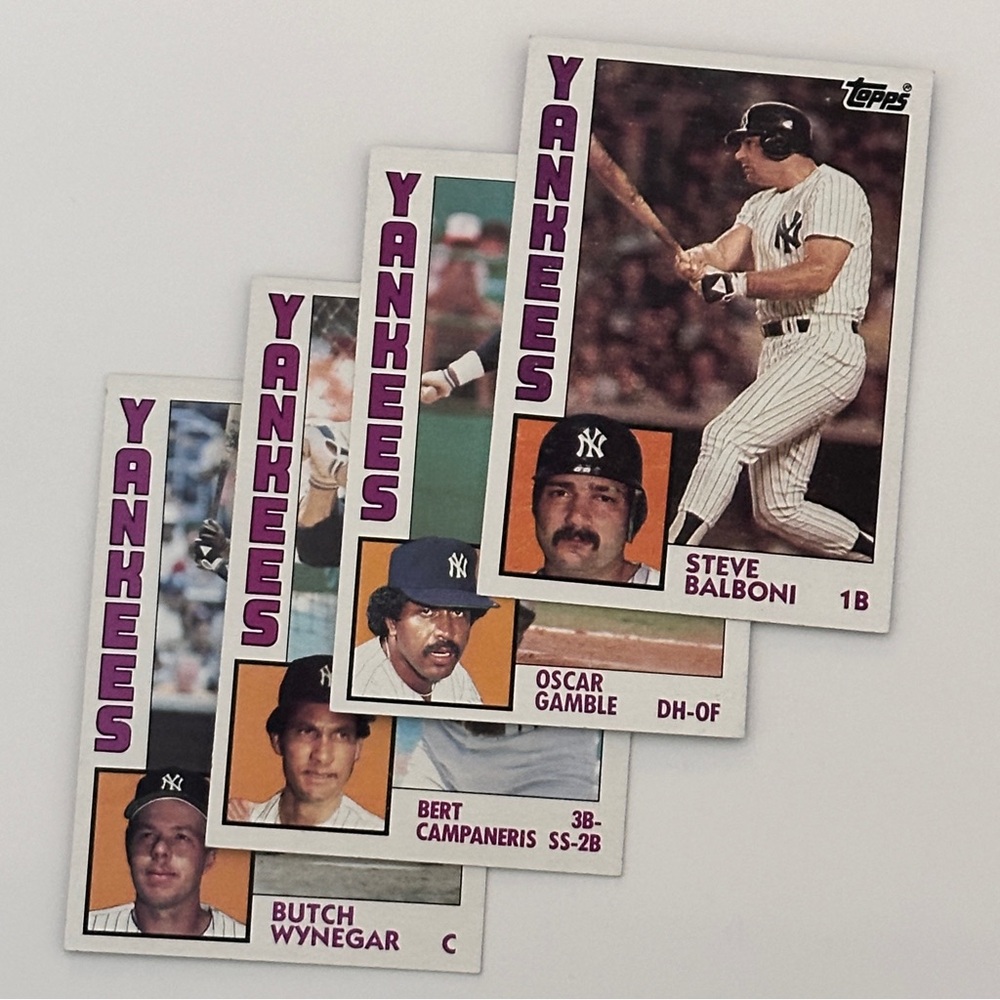 1984 Topps Baseball Cards (x4) - Yankees